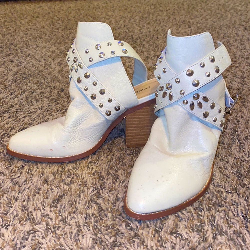 Chinese Laundry Cream White Open Back Booties